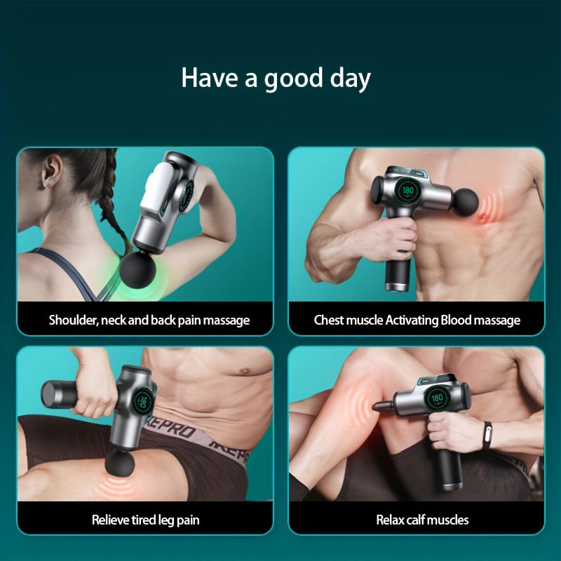 Massage Gun with LCD Display, 6 Attachments and Carrying Case for Muscle Relaxation and Slimming.