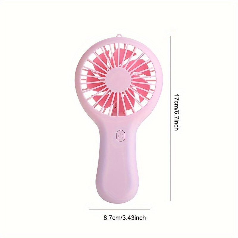 Compact and wearable mini fan for travel, office, outdoor, and home use. This handheld fan is portable, USB rechargeable, and includes a 400mAh lithium battery.