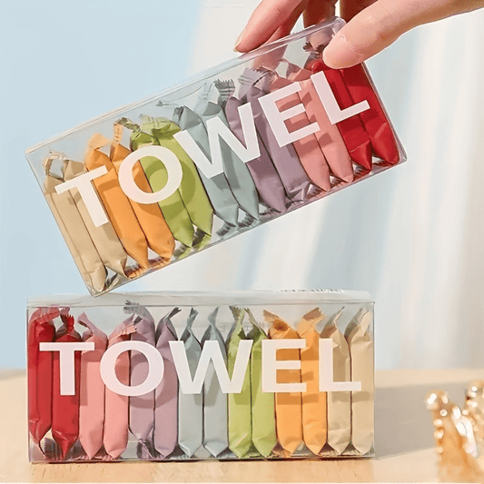 Travel and home use thickened compression face towels that are portable, disposable, and skin safe with no phthalates.