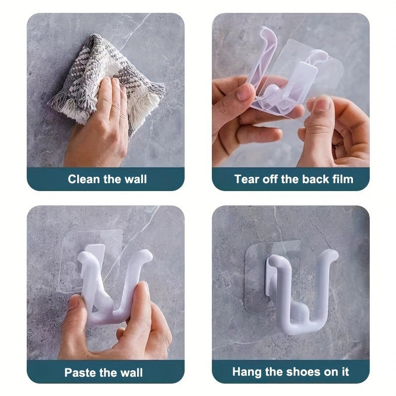 Wall-mounted slipper holder for bathroom, home, or dorm. No electricity required. Saves space.