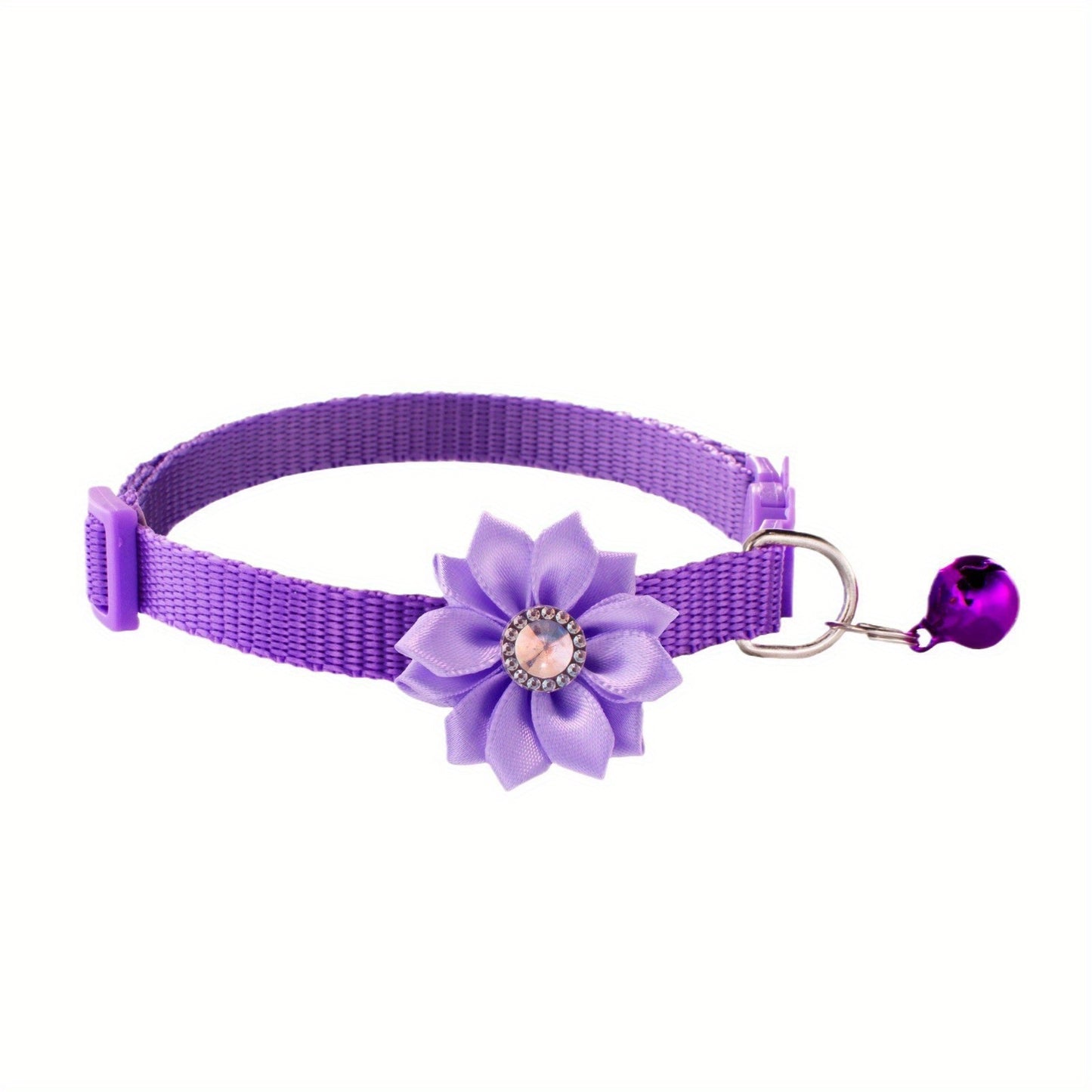 12 Sunflower Pet Collars with Bells - Adjustable Polyester Neckwear for Dogs and Cats