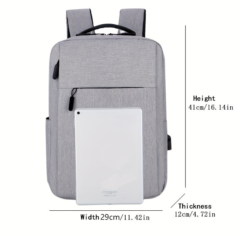 JUMAHE Versatile Laptop Backpack with USB Charging Port is made of durable polyester, machine washable, and perfect for business travel and school. Available colors: red, gray, blue, black.