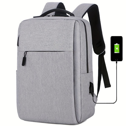 JUMAHE Versatile Laptop Backpack with USB Charging Port is made of durable polyester, machine washable, and perfect for business travel and school. Available colors: red, gray, blue, black.