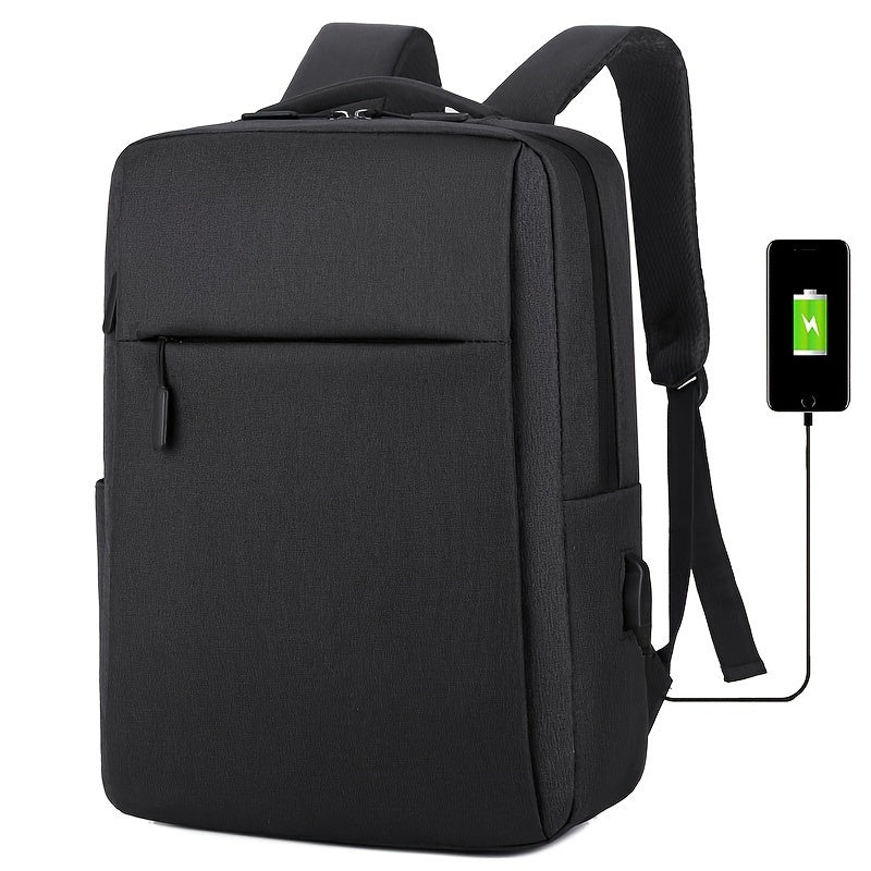 JUMAHE Versatile Laptop Backpack with USB Charging Port is made of durable polyester, machine washable, and perfect for business travel and school. Available colors: red, gray, blue, black.