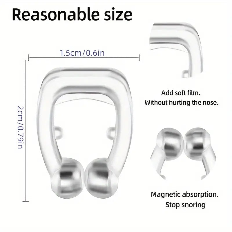 Комфортный антихраповой носовой зажим - силиконовый стопор для храпа с магнитным носовым отверстием, без батареек.