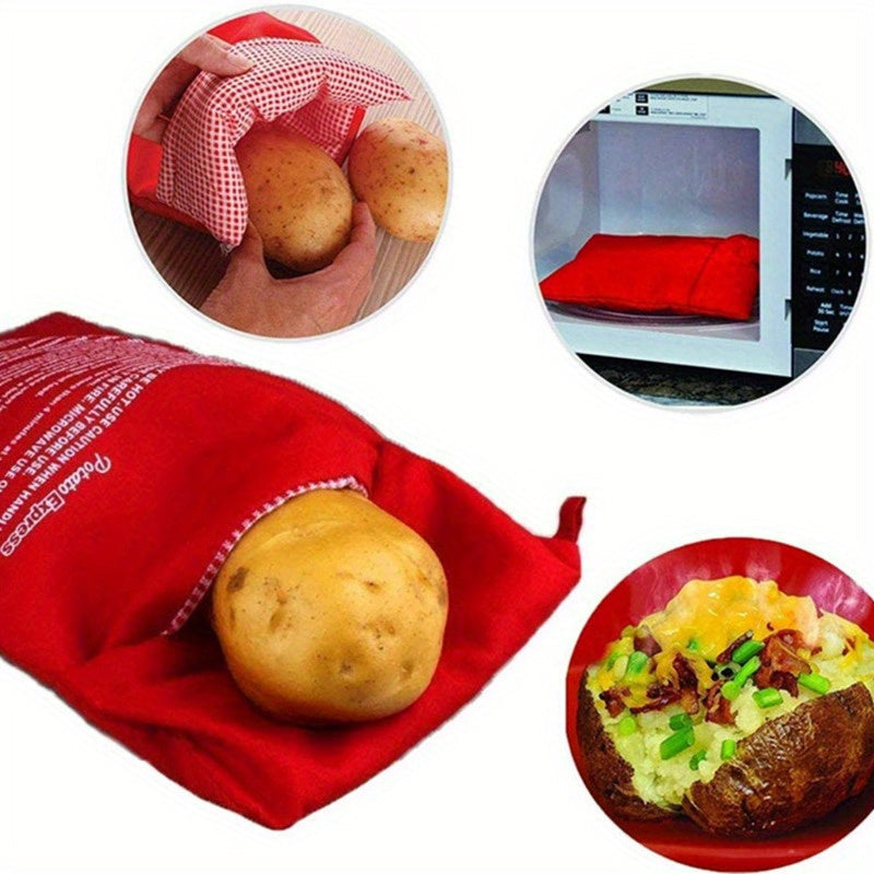 Potato Express Reusable Microwave Cooker Bag - Multi-layer Food Safe Pouch for Cooking Potatoes, Sweet Potatoes, Corn - No Electricity Required, Simple to Clean