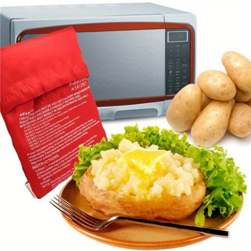 Potato Express Reusable Microwave Cooker Bag - Multi-layer Food Safe Pouch for Cooking Potatoes, Sweet Potatoes, Corn - No Electricity Required, Simple to Clean