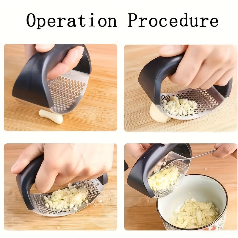 Efficient and ergonomic stainless steel garlic press for easy food prep.