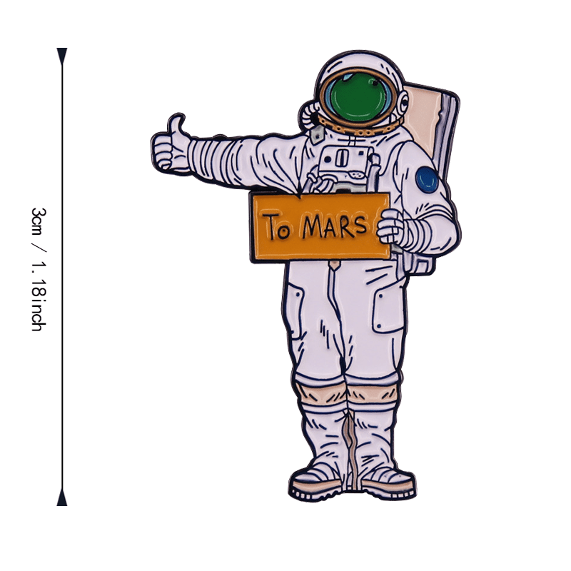 Одна очаровательная эмалевая булавка с дизайном астронавта, изготовленная из сплавного материала. Идеально подходит для добавления космического стиля к одежде или рюкзакам. Обязательный аксессуар для любого энтузиаста Марса!