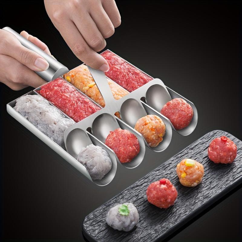 Set of Meatball & Falafel Maker Tools Made of Stainless Steel - Non-Stick Kitchen Utensil for Creating Perfectly Shaped Meatballs, Dough, and Sorbet Rice Balls