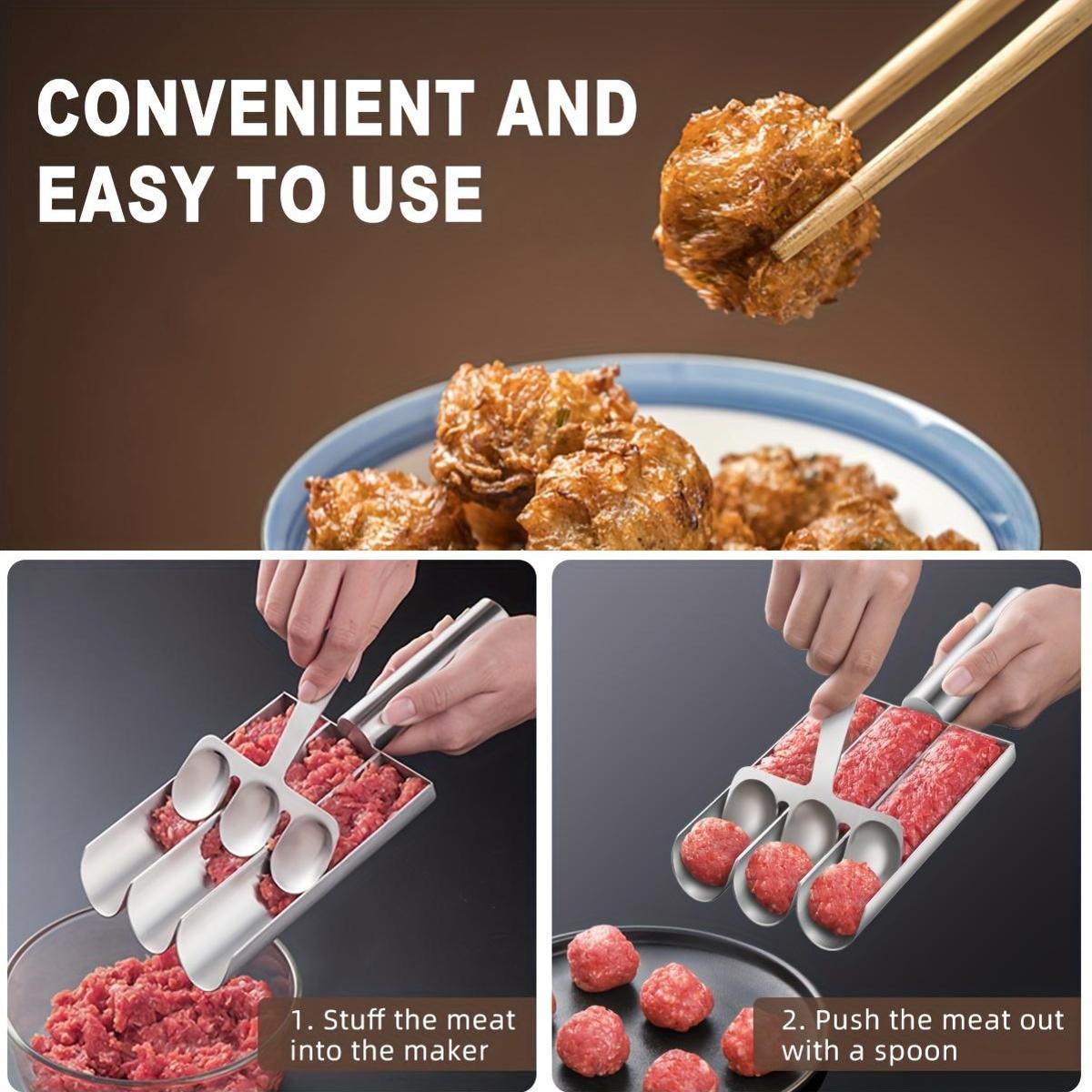 Set of Meatball & Falafel Maker Tools Made of Stainless Steel - Non-Stick Kitchen Utensil for Creating Perfectly Shaped Meatballs, Dough, and Sorbet Rice Balls