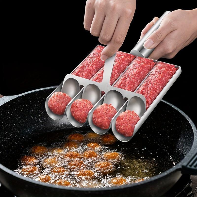 Set of Meatball & Falafel Maker Tools Made of Stainless Steel - Non-Stick Kitchen Utensil for Creating Perfectly Shaped Meatballs, Dough, and Sorbet Rice Balls