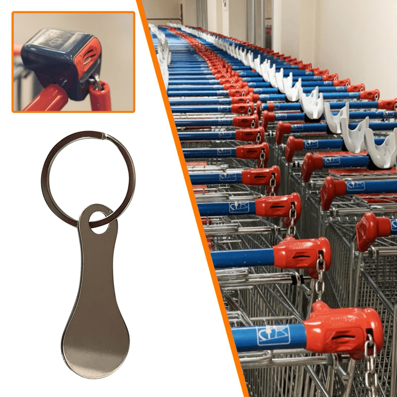 [Bestseller] Convenient Stainless Steel Shopping Cart Token Key Ring - Durable Design with Secure Clip for Effortless Supermarket Entry, No Batteries Needed