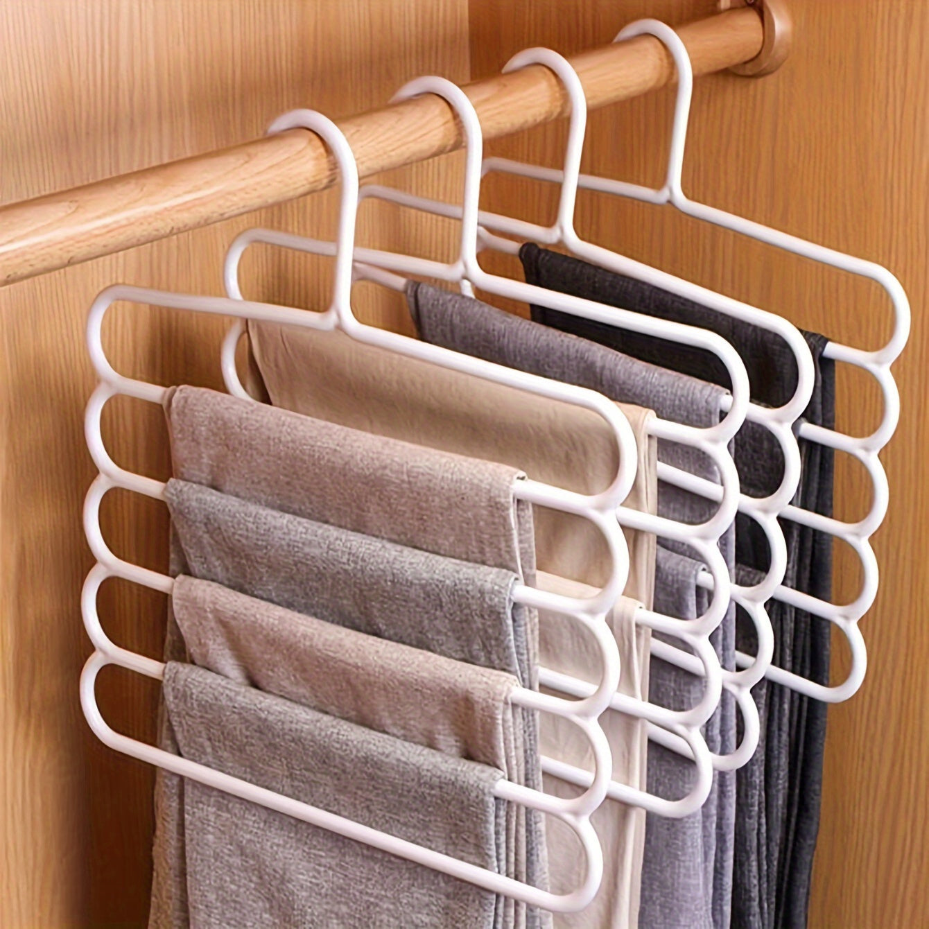 5-tier Pants Hanger for Closet, Foldable and Non-slip