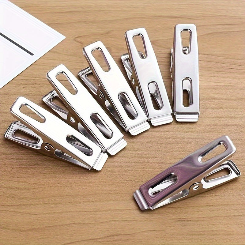 Set of 10/20/40 Heavy Duty Stainless Steel Clothespins and Binder Clips - Perfect for Hanging Clothes, Socks, Sealing Food, and Displaying Photos - High-Quality Metal Clips for Daily Use.