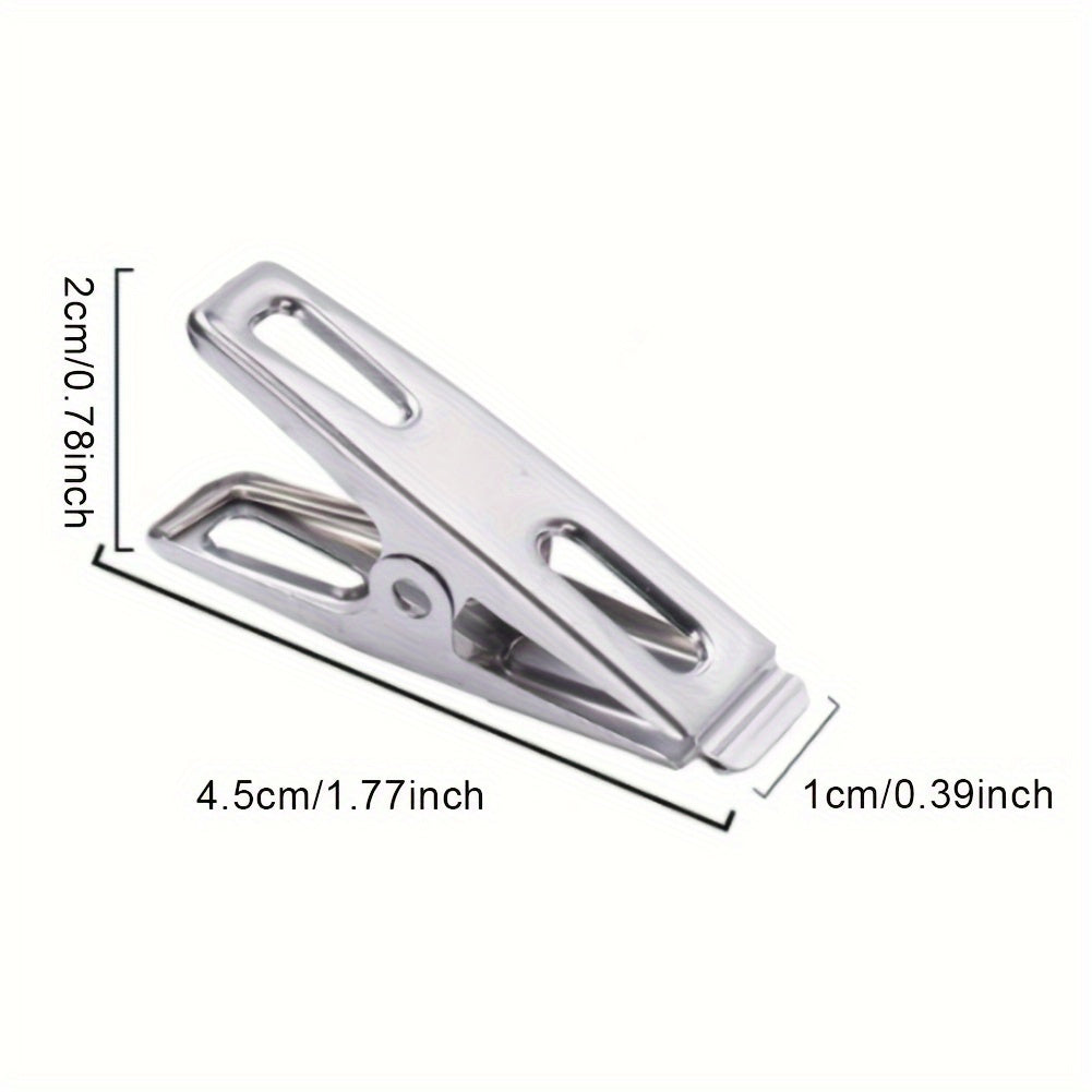 Set of 10/20/40 Heavy Duty Stainless Steel Clothespins and Binder Clips - Perfect for Hanging Clothes, Socks, Sealing Food, and Displaying Photos - High-Quality Metal Clips for Daily Use.