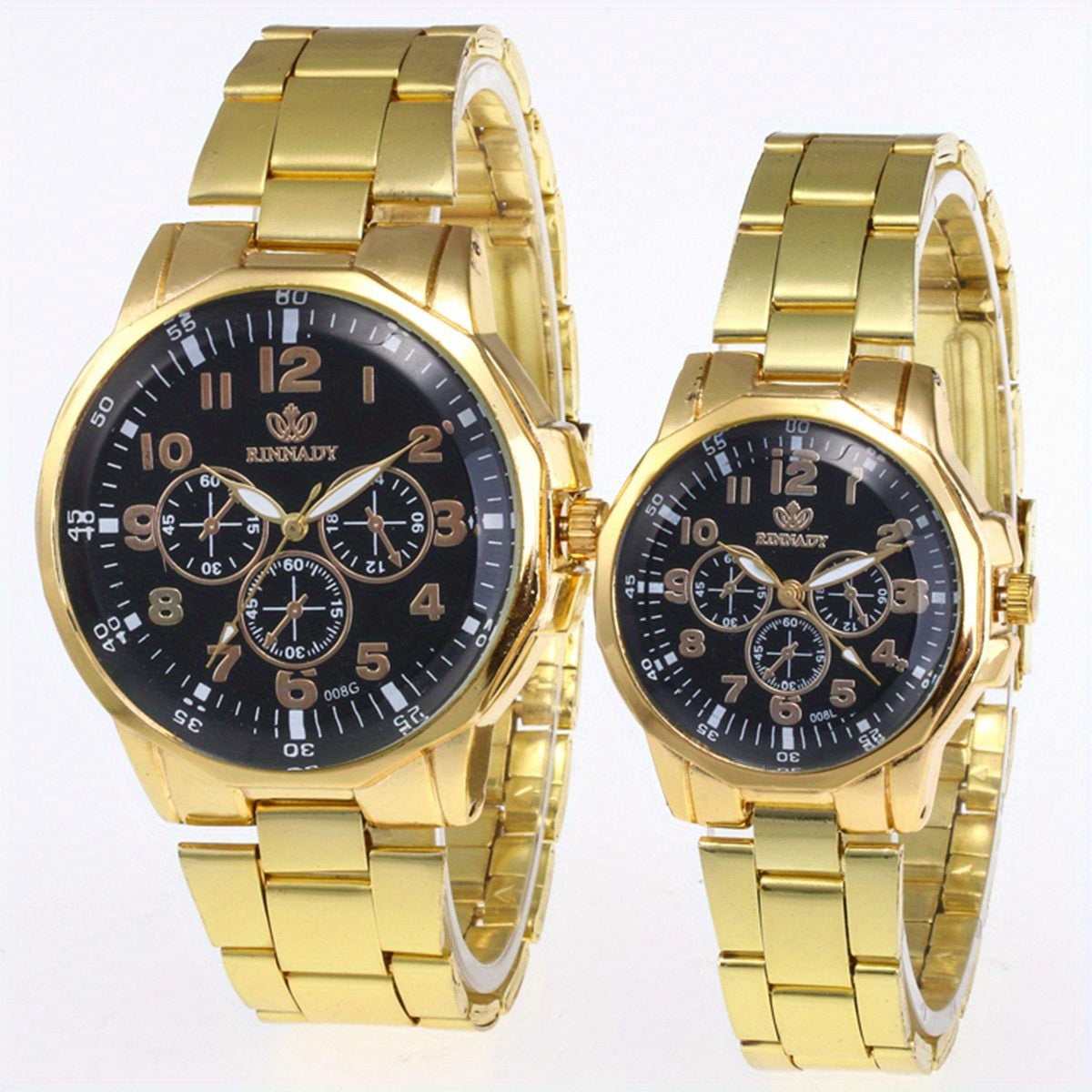 Set of 2 Timeless Stainless Steel Quartz Watches Perfect for Couples