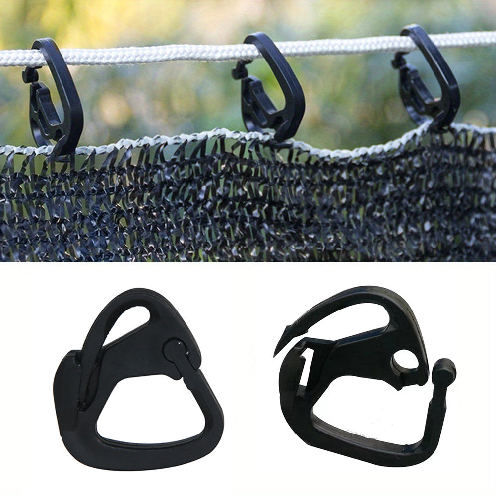 50 Plastic Shade Sail Hardware Clips for hanging and expanding outdoor sunshades.