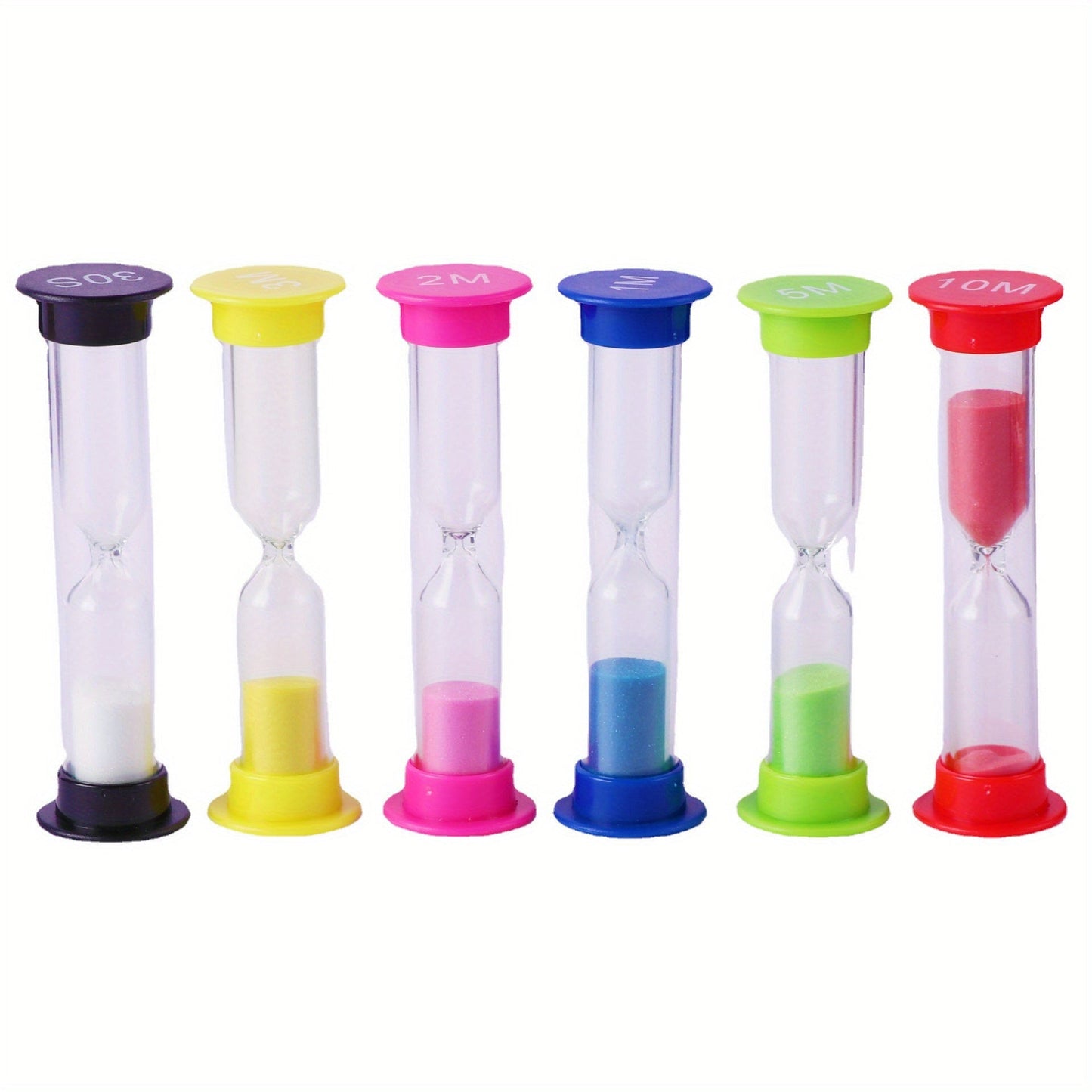 Set of 6 Vibrant Timer Timers - Small Sand Clocks for the Kitchen & Dining Area, Ideal Party Decor Accessory