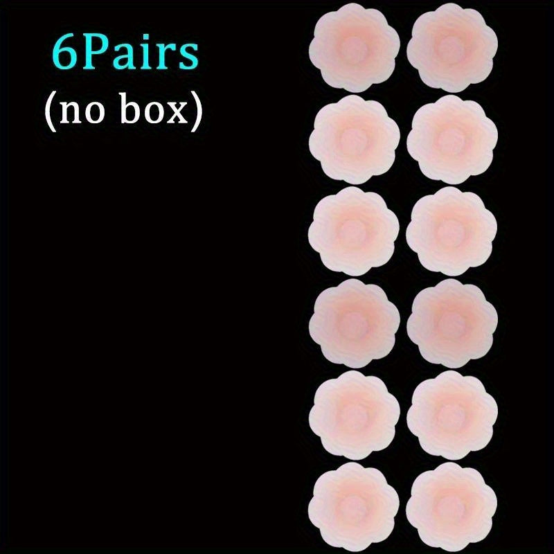 12pcs Silicone Nipple Covers for Women - Reusable Breast Petals Lift, Invisible Bra Pasties with Adhesive Pads