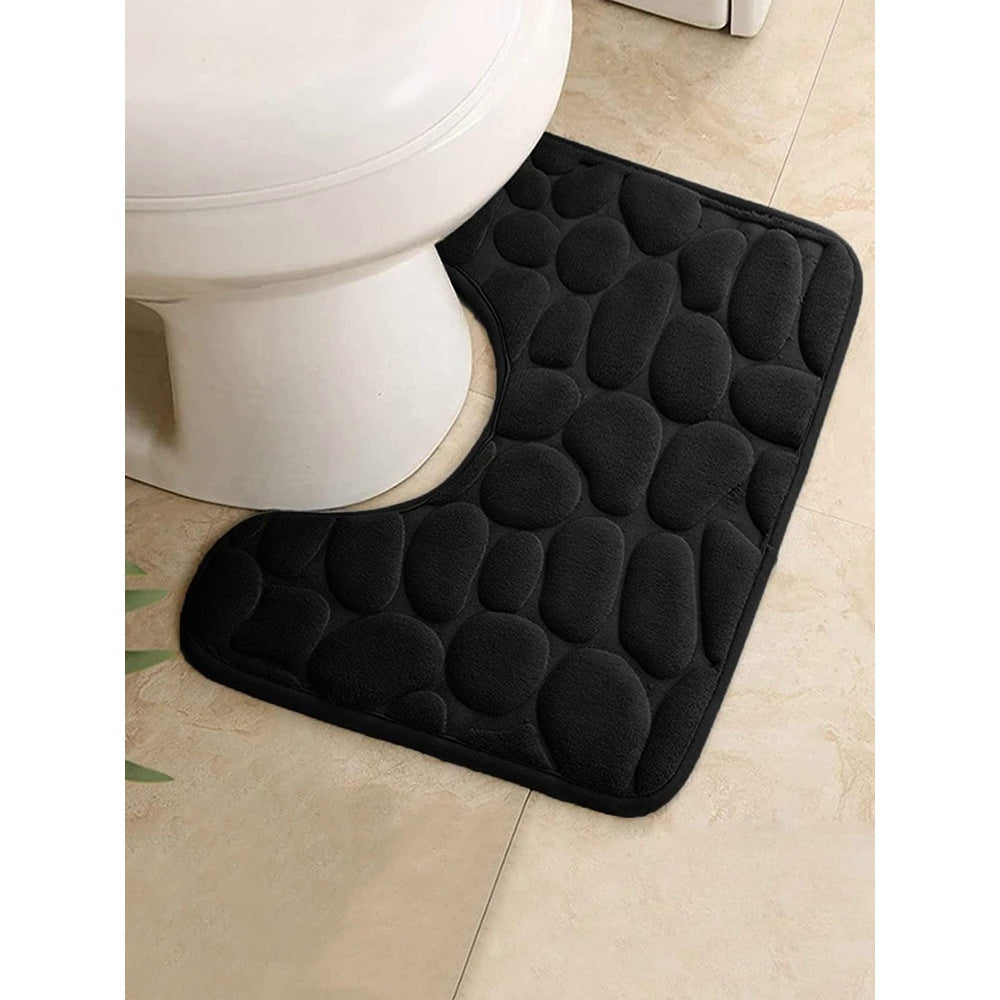 Gray U-Shaped Bathroom Rug with Absorbent Non-Slip Features, Quick-Dry Polyester Bath Mat for Indoor Use, Machine Washable