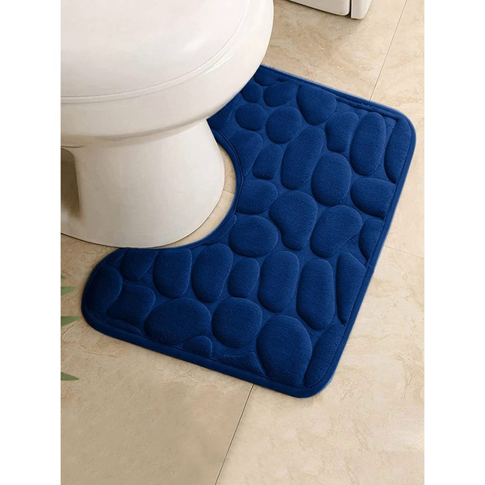 Gray U-Shaped Bathroom Rug with Absorbent Non-Slip Features, Quick-Dry Polyester Bath Mat for Indoor Use, Machine Washable