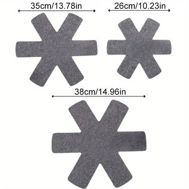 12 pieces of gray felt pad protectors for home use to prevent scratching and sticking on cookware, pots, pans, and utensils. A must-have accessory for your kitchen.