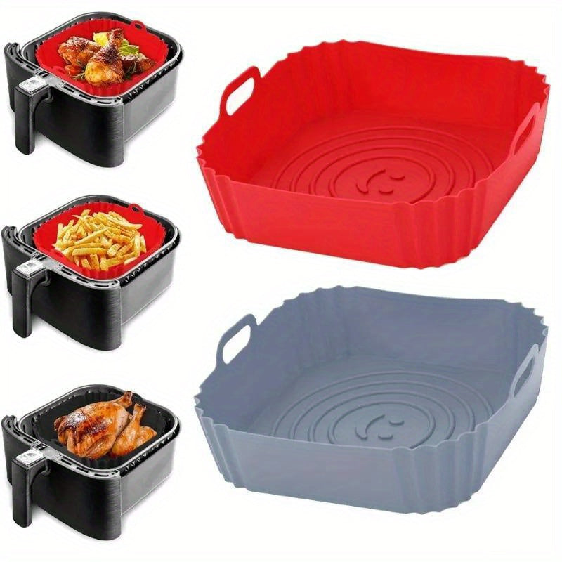 Durable Silicone Air Fryer Basket Set, Non-Stick Coating, Reusable, Simple to Wash, Oven-Safe, Food Safe Material, Multi-Purpose Cooking Tool for Baking and Cooking in the Kitchen