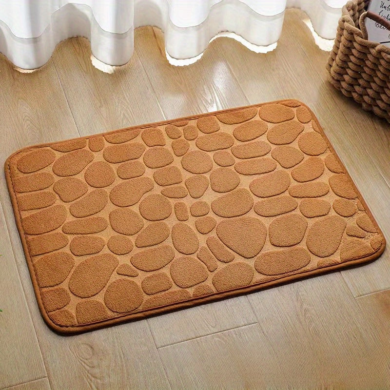 Non-Slip Memory Foam Bath Mat with Cobblestone Embossed Design - Hand Washable Shower Rug for Bathtub and Bathroom Floor, Perfect Christmas or Halloween Gift Idea for Home Decor