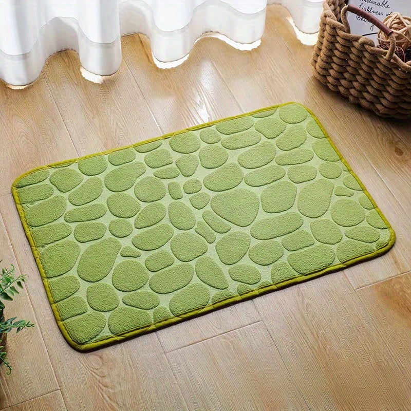 Non-Slip Memory Foam Bath Mat with Cobblestone Embossed Design - Hand Washable Shower Rug for Bathtub and Bathroom Floor, Perfect Christmas or Halloween Gift Idea for Home Decor