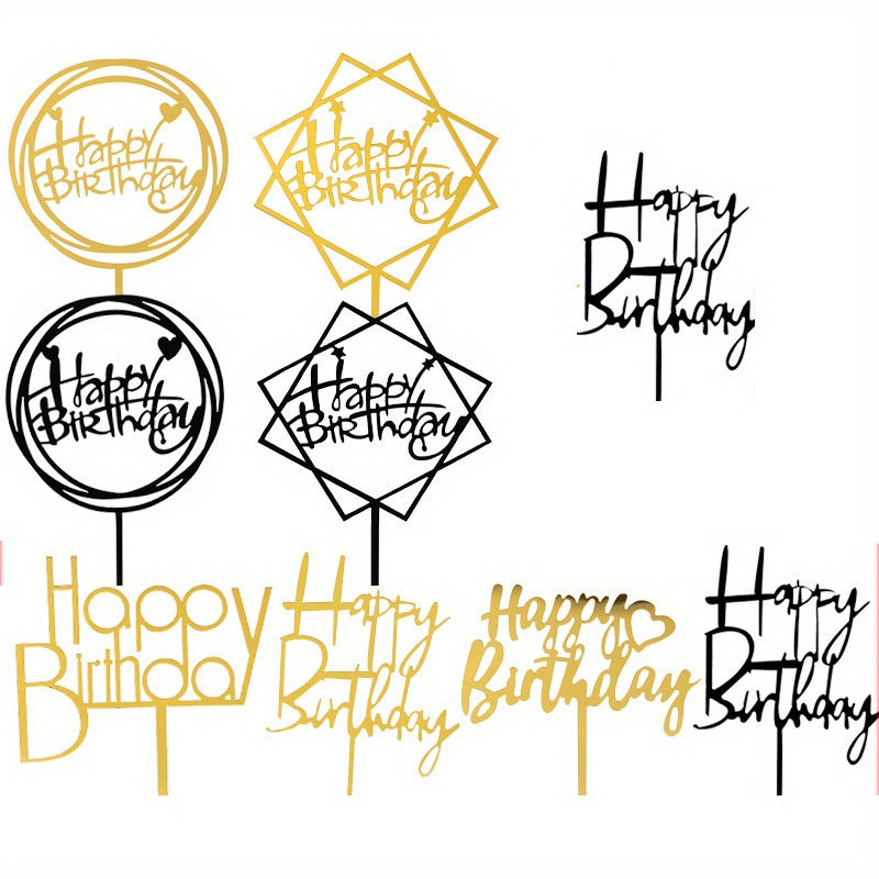 10 Happy Birthday Acrylic Cake Toppers - Great for Party Decor, No Batteries Needed, LATTBY