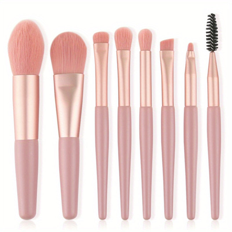 New 8-piece Makeup Brush Set with Viscose Brush Heads and ABS Plastic Handles.