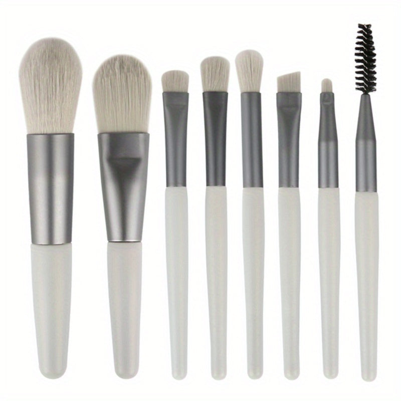 New 8-piece Makeup Brush Set with Viscose Brush Heads and ABS Plastic Handles.