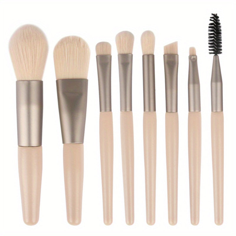 New 8-piece Makeup Brush Set with Viscose Brush Heads and ABS Plastic Handles.