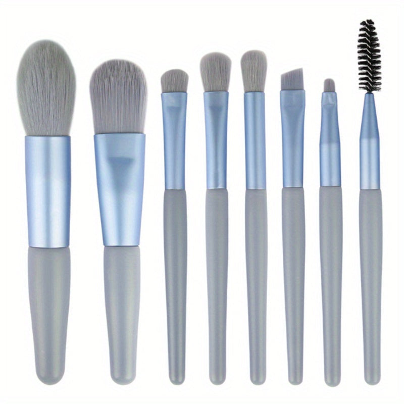 New 8-piece Makeup Brush Set with Viscose Brush Heads and ABS Plastic Handles.