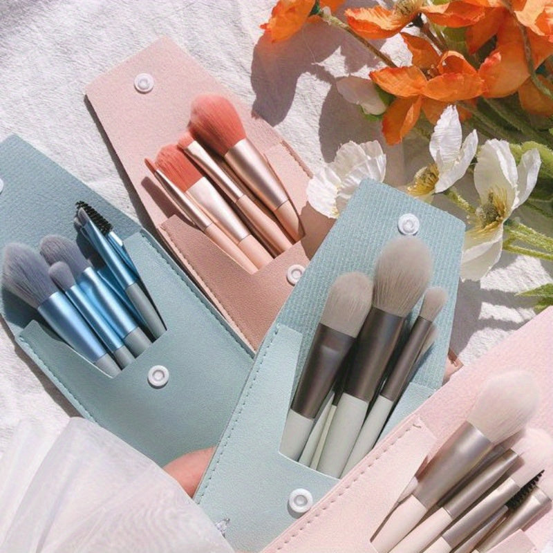 New 8-piece Makeup Brush Set with Viscose Brush Heads and ABS Plastic Handles.