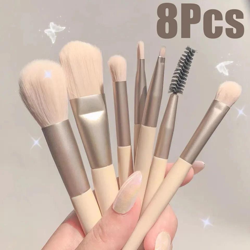 New 8-piece Makeup Brush Set with Viscose Brush Heads and ABS Plastic Handles.