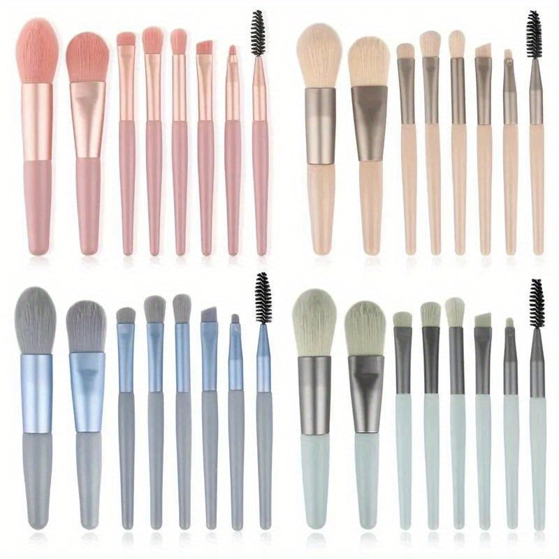 New 8-piece Makeup Brush Set with Viscose Brush Heads and ABS Plastic Handles.