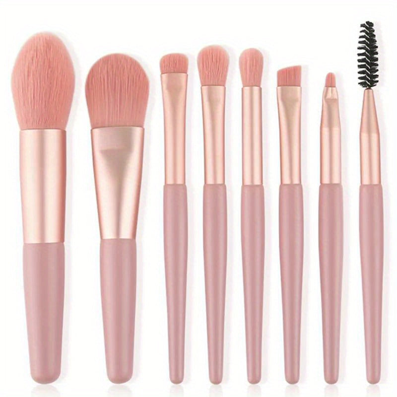 New 8-piece Makeup Brush Set with Viscose Brush Heads and ABS Plastic Handles.