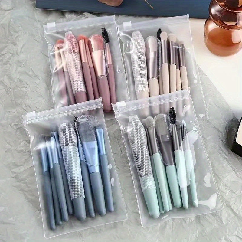 New 8-piece Makeup Brush Set with Viscose Brush Heads and ABS Plastic Handles.