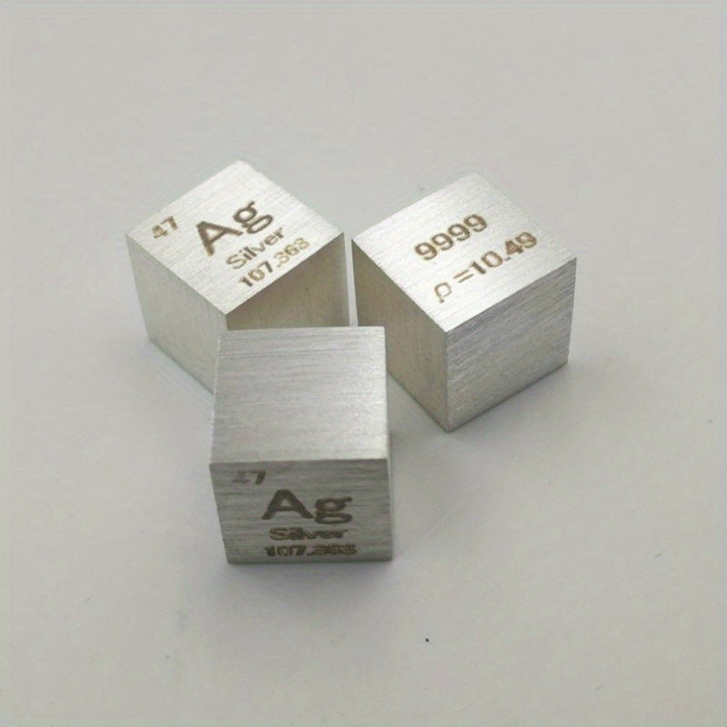 Silver Density Cube 10mm, 99.99% Pure Ag - Chemistry Teaching Specimen