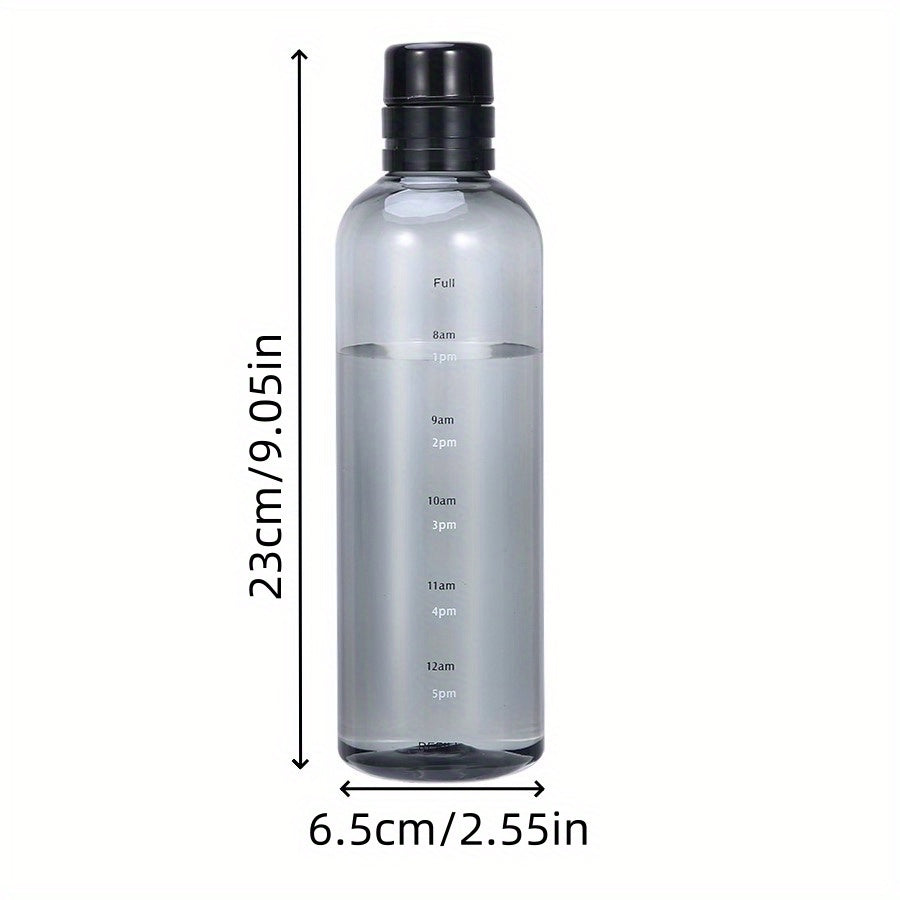 Durable 500ml water bottle with time marker, leak-proof and shatterproof. Ideal for home and travel. White/Black options available.