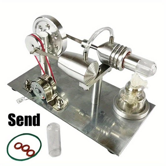 Aluminum Alloy Air Stirling Engine Alternator - Educational model for teaching and collecting.