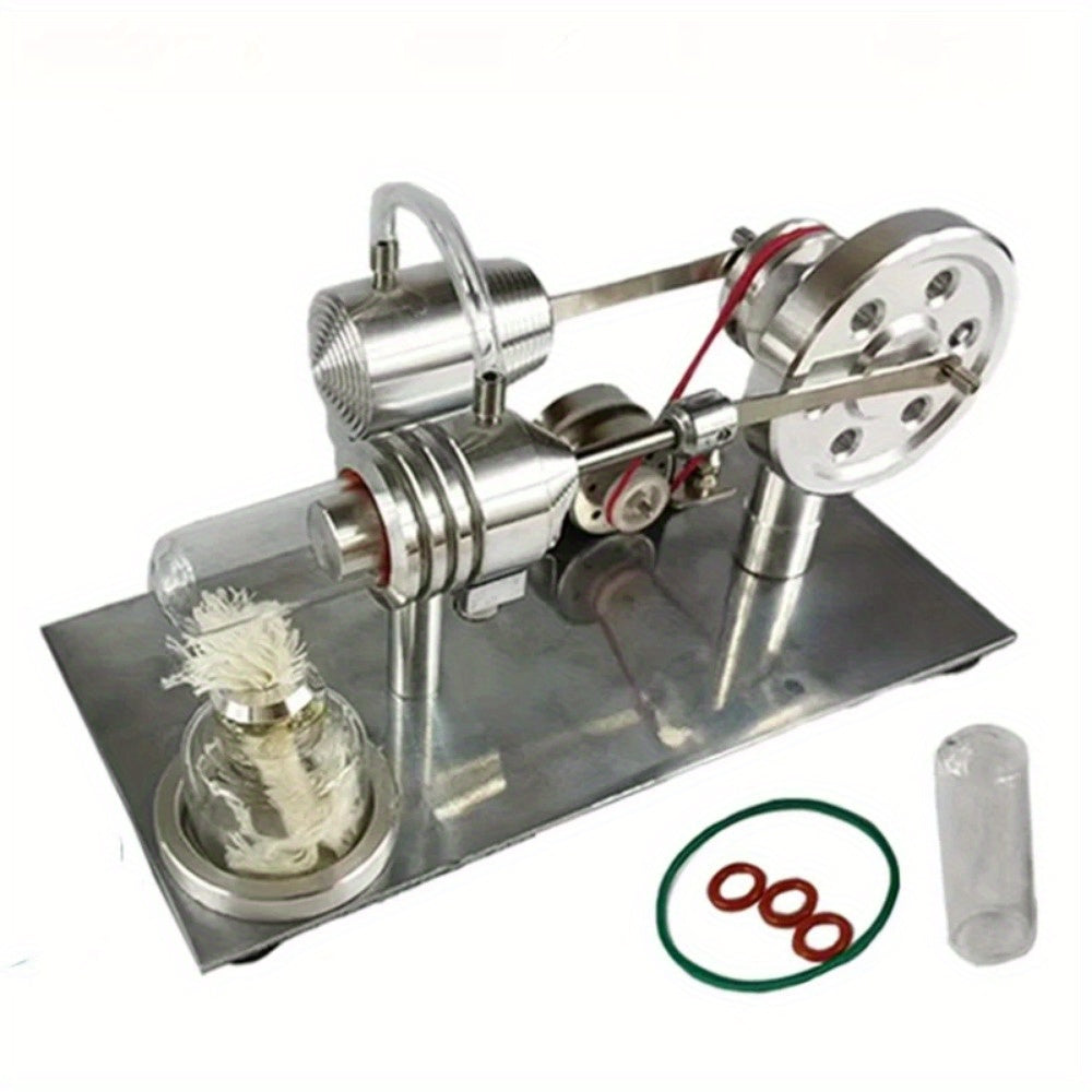 Aluminum Alloy Air Stirling Engine Alternator - Educational model for teaching and collecting.