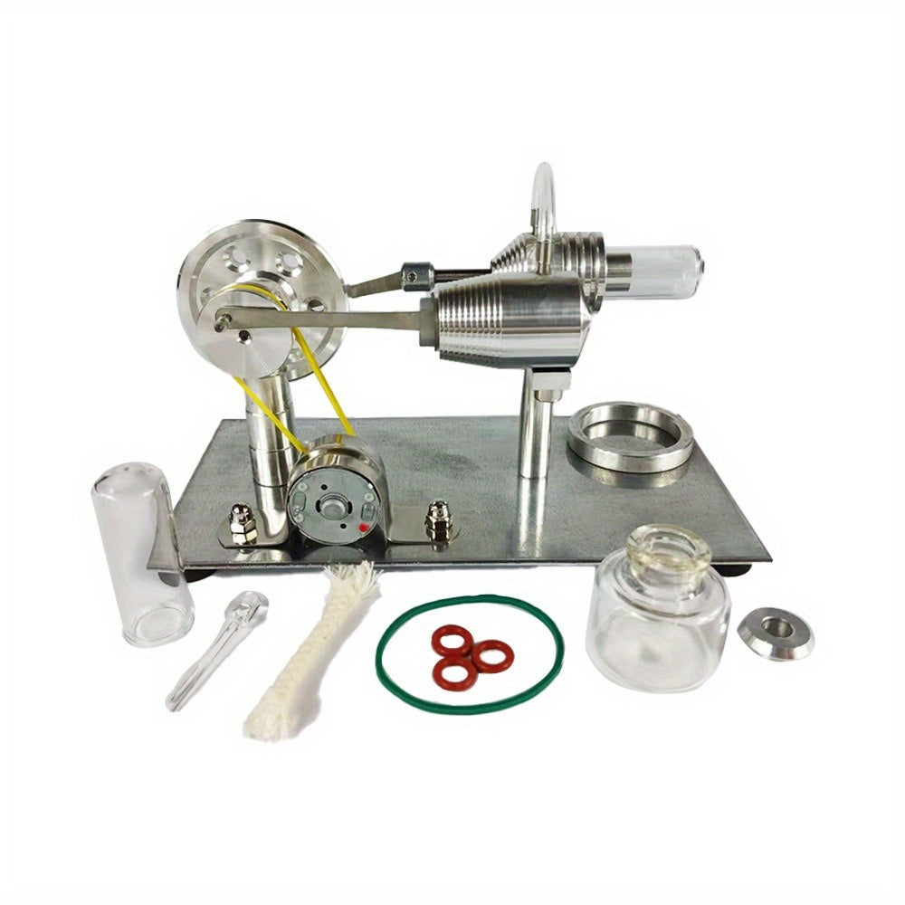 Aluminum Alloy Air Stirling Engine Alternator - Educational model for teaching and collecting.