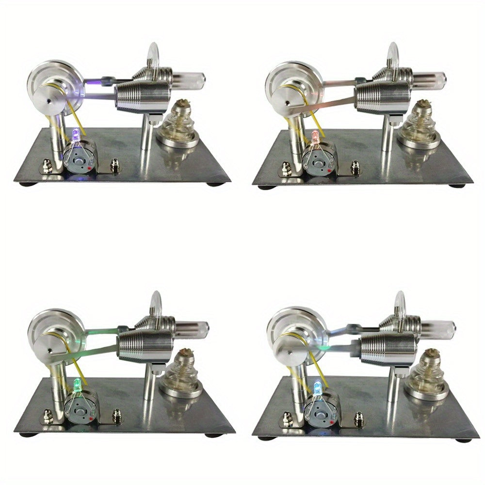 Aluminum Alloy Air Stirling Engine Alternator - Educational model for teaching and collecting.