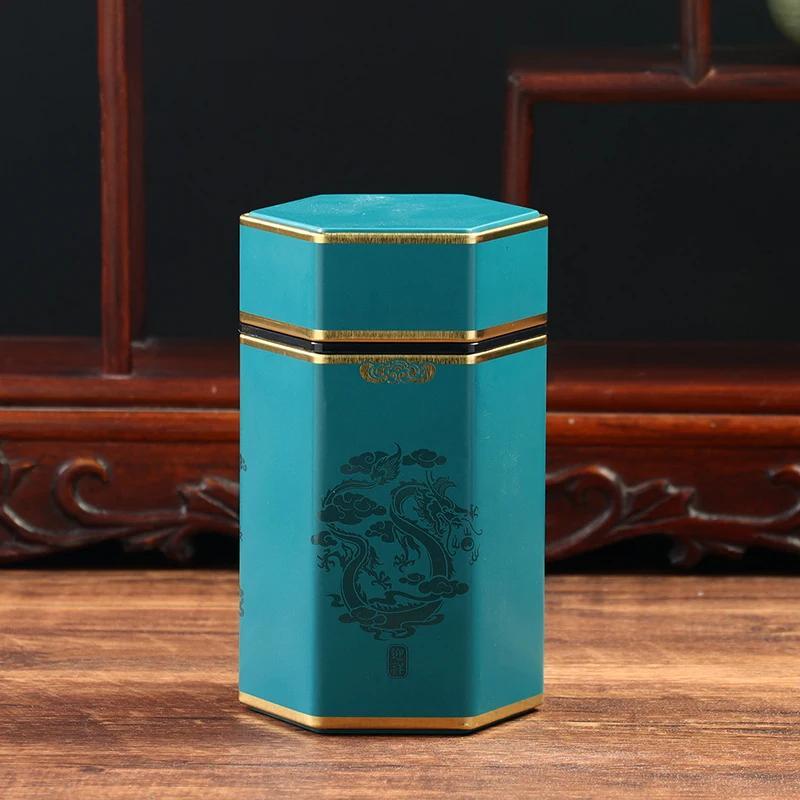 Tea Canister in Creative Hexagonal Design - Features Traditional Chinese Style, Food-Safe Materials, Portable & Compact Tea Storage Solution for Kitchen and Dining Needs. Ideal for Storing Tea Packs and Other Kitchen Accessories.