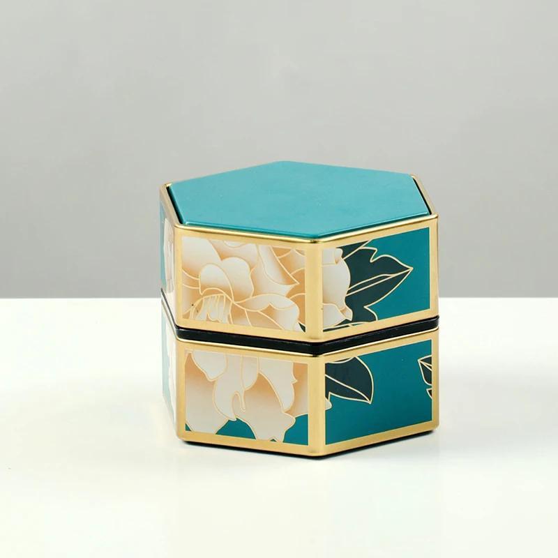 Tea Canister in Creative Hexagonal Design - Features Traditional Chinese Style, Food-Safe Materials, Portable & Compact Tea Storage Solution for Kitchen and Dining Needs. Ideal for Storing Tea Packs and Other Kitchen Accessories.