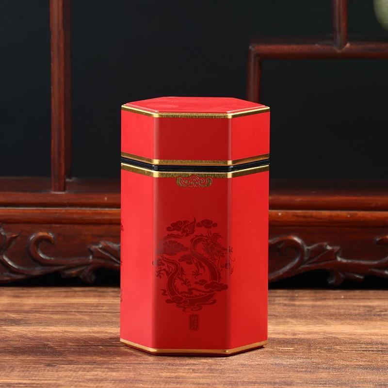 Tea Canister in Creative Hexagonal Design - Features Traditional Chinese Style, Food-Safe Materials, Portable & Compact Tea Storage Solution for Kitchen and Dining Needs. Ideal for Storing Tea Packs and Other Kitchen Accessories.