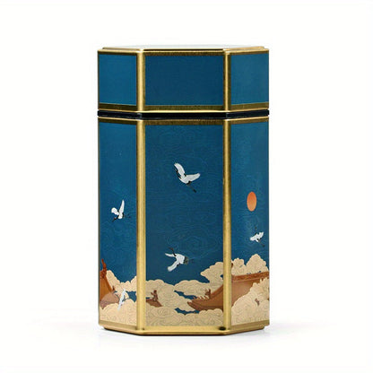 Tea Canister in Creative Hexagonal Design - Features Traditional Chinese Style, Food-Safe Materials, Portable & Compact Tea Storage Solution for Kitchen and Dining Needs. Ideal for Storing Tea Packs and Other Kitchen Accessories.